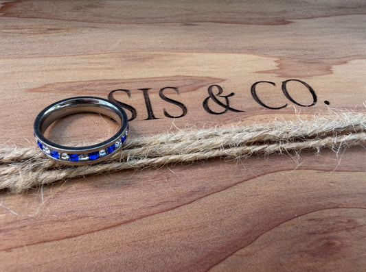Sis & Co. Fun Jewels Collection - 1 Pcs Blue Cubic Zirconia Stone Ring